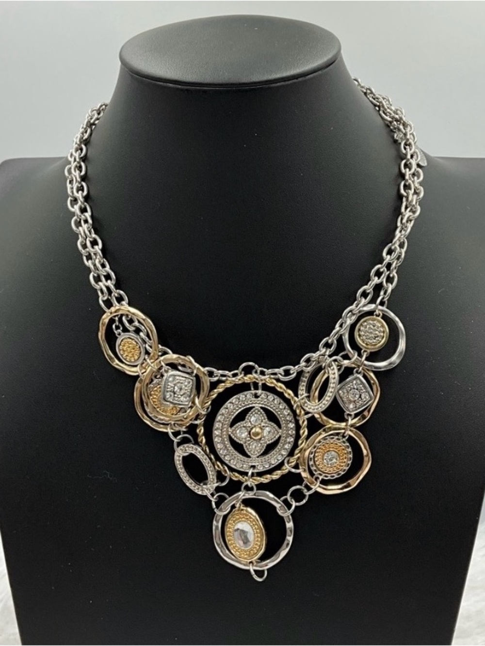 Jules Two-Tone Silver and Gold Medallion Statement Necklace